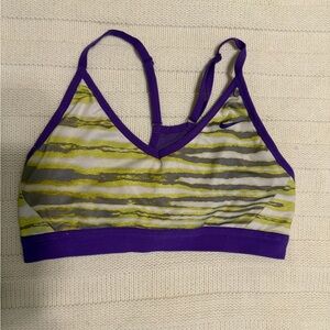 Nike Purple and Yellow Striped Sports Bra